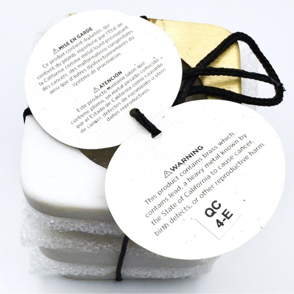 West Elm 🆕 Marble + Brass Napkin Rings, Set of 4 • New in Original Packaging - Picture 7 of 15